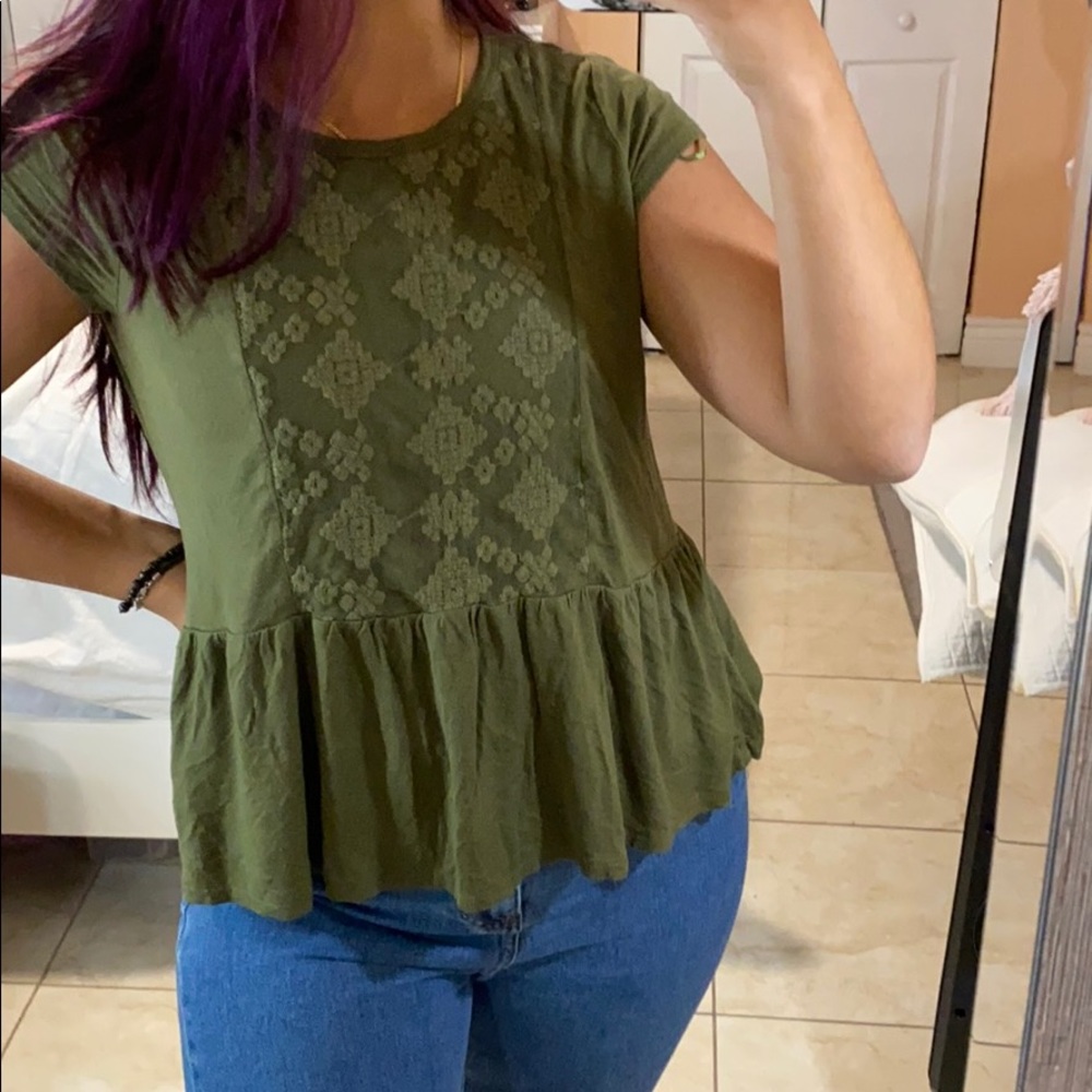 OLIVE GREEN CUTE BLOUSE